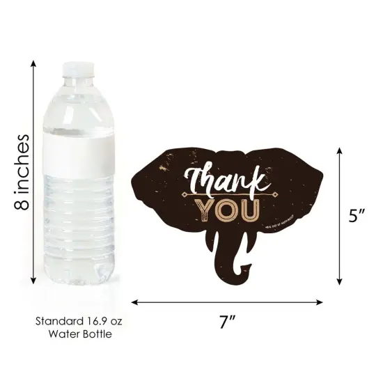 Big Dot of Happiness Wild Safari - Shaped Thank You Cards - African Jungle Birthday Party or Baby Shower Thank You Cards with Envelopes - Set of 12 {7}