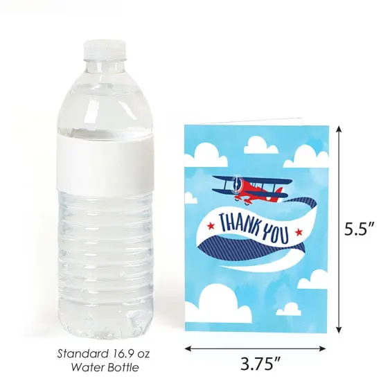 Big Dot of Happiness Taking Flight - Airplane - Vintage Plane Baby Shower or Birthday Party Thank You Cards (8 count) {4}