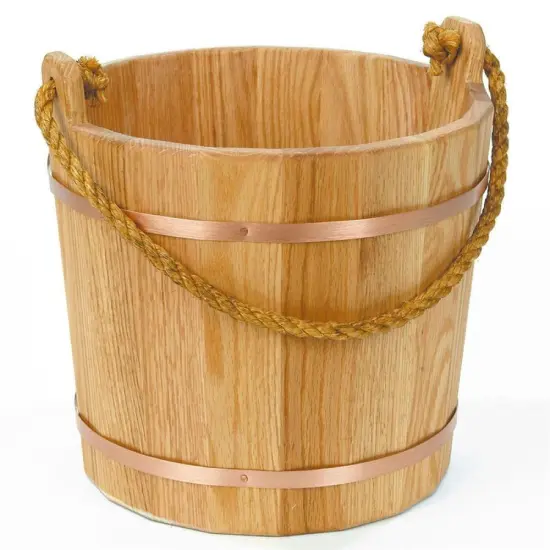 Lehman's Unlined Oak Bucket - Vintage Style Kiln Dried Wood with Rope Handle, 2 Qt {1}