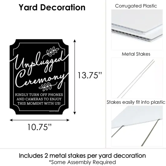 Big Dot of Happiness Black Unplugged Ceremony - Outdoor Lawn Sign - No Cell Phone Wedding Yard Sign - 1 Piece {6}