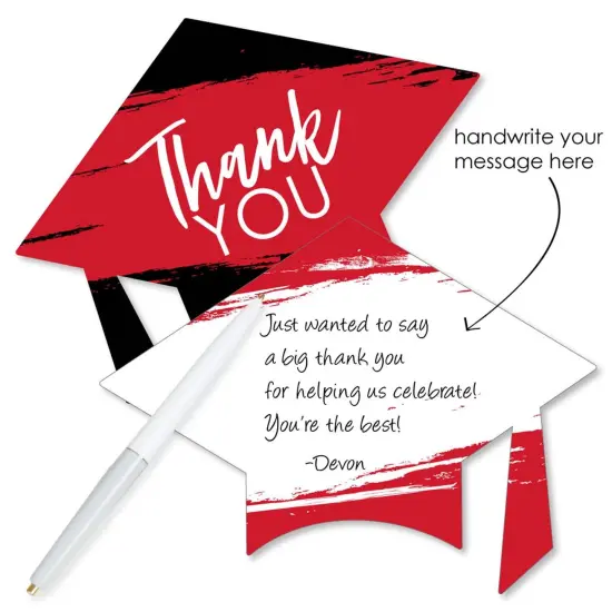 Big Dot of Happiness Red Grad - Best is Yet to Come - Shaped Thank You Cards - Red Graduation Party Thank You Note Cards with Envelopes - Set of 12 {3}