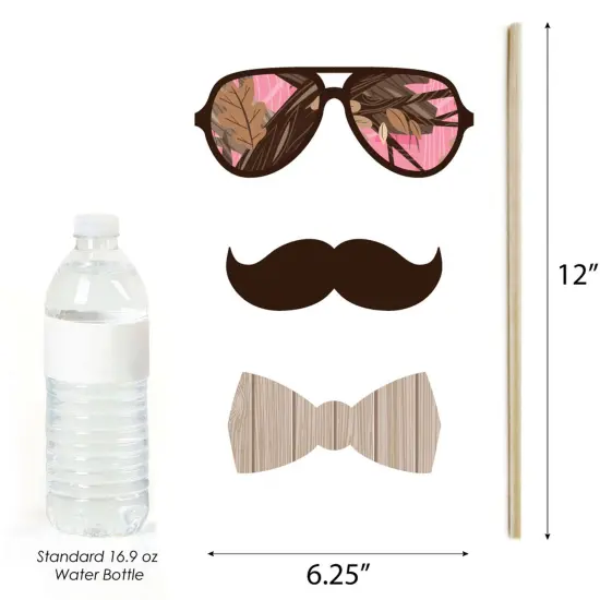 Big Dot of Happiness Pink Gone Hunting - Deer Hunting Girl Camo Baby Shower or Birthday Party Photo Booth Props Kit - 20 Count {6}