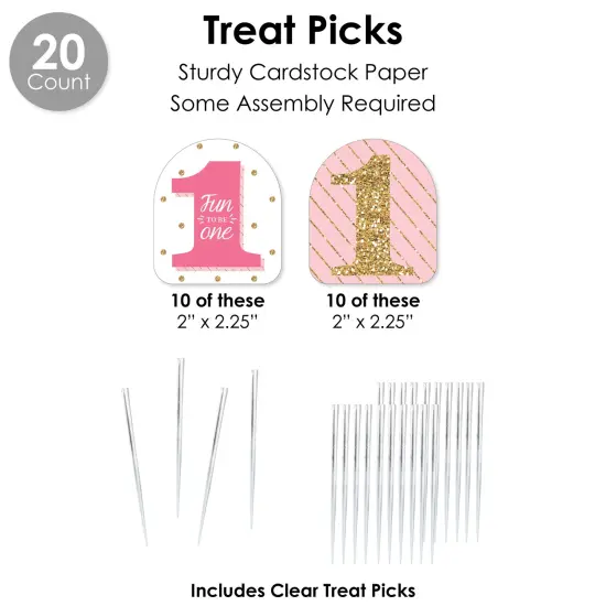 Big Dot of Happiness 1st Birthday Girl - Fun to be One - First Birthday Party Favors and Cupcake Kit - Fabulous Favor Party Pack - 100 Pieces {7}