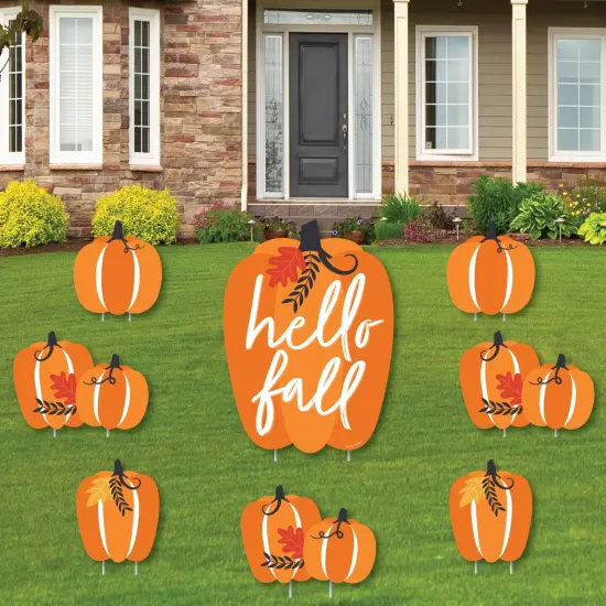 Big Dot of Happiness Fall Pumpkin - Yard Sign and Outdoor Lawn Decorations - Halloween or Thanksgiving Party Yard Signs - Set of 8 {1}