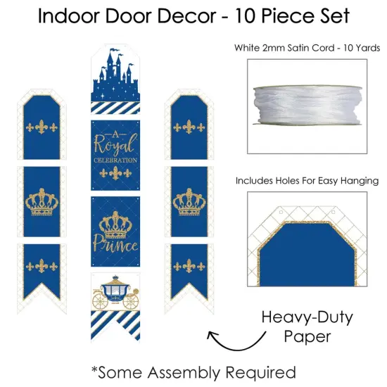 Big Dot of Happiness Royal Prince Charming - Hanging Vertical Paper Door Banners - Baby Shower or Birthday Party Wall Decor Kit - Indoor Door Decor {6}