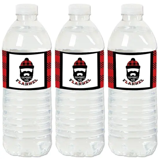 Big Dot of Happiness Lumberjack - Channel the Flannel - Buffalo Plaid Party Water Bottle Sticker Labels - Set of 20 {1}