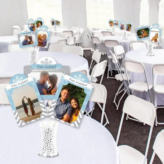 Big Dot of Happiness Winter Wonderland - Snowflake Holiday Party and Winter Wedding Picture Centerpiece Sticks - Photo Table Toppers - 15 Pieces {4}