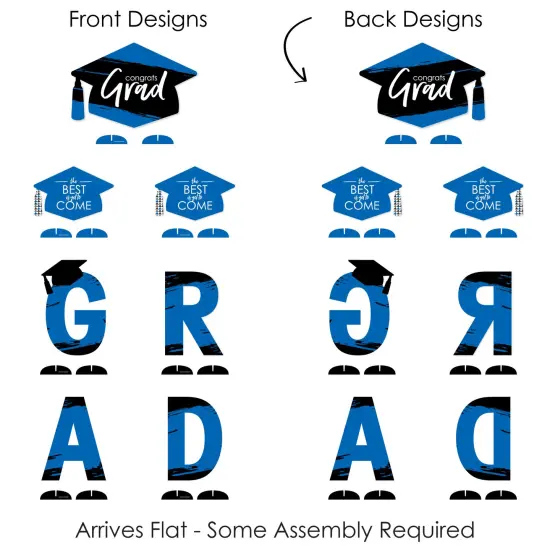 Big Dot of Happiness Blue Graduation Party Centerpiece Table Decorations - Tabletop Standups - 7 Pieces {7}