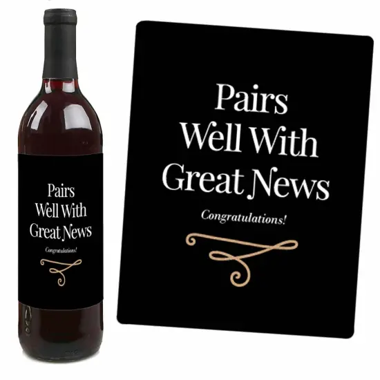 Big Dot of Happiness Best Day Ever - Congratulations Gift for Women and Men - Wine Bottle Label Stickers - Set of 4 {4}