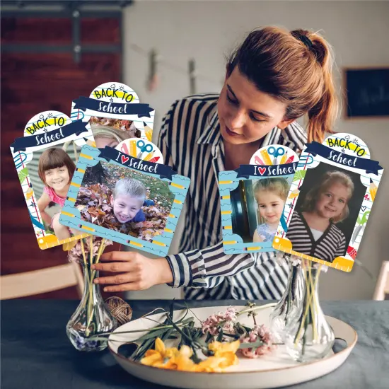 Big Dot of Happiness Back to School - First Day of School Classroom Decorations Picture Centerpiece Sticks - Photo Table Toppers - 15 Pieces {3}