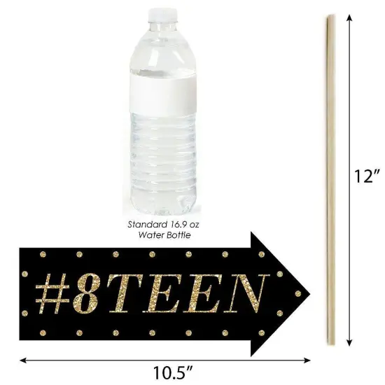 Big Dot of Happiness Funny Chic 18th Birthday - Pink, Black and Gold - 18th Birthday Party Photo Booth Props Kit - 10 Piece {4}