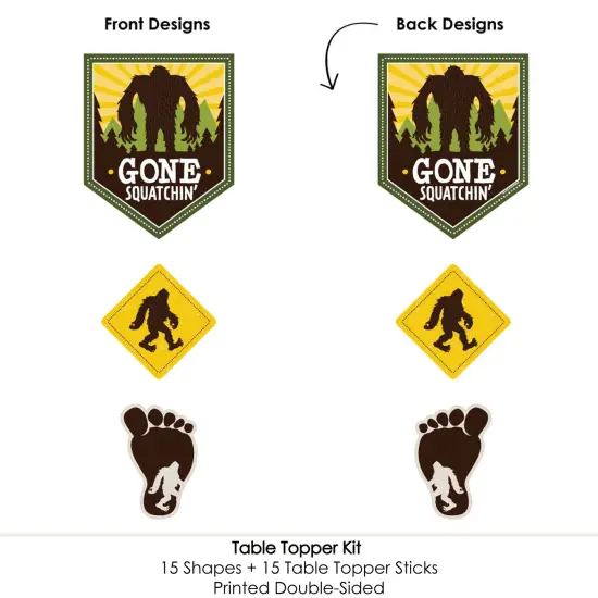 Big Dot of Happiness Sasquatch Crossing - Bigfoot Party or Birthday Party Centerpiece Sticks - Table Toppers - Set of 15 {6}