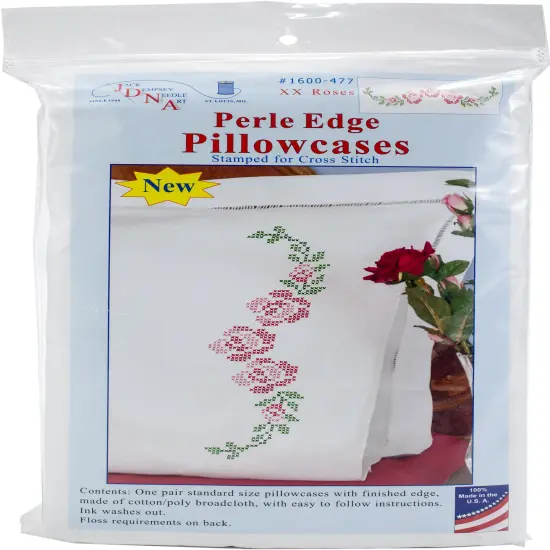 Jack Dempsey Stamped Pillowcases W/White Perle Edge 2/Pkg-XX Rose Vine {1}