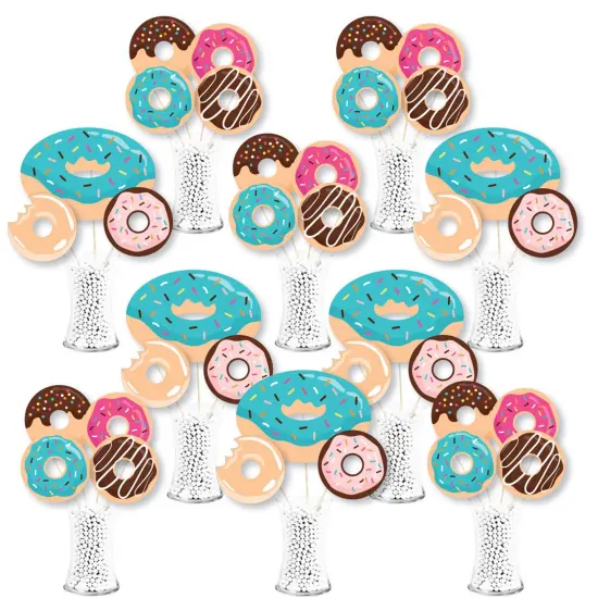 Big Dot of Happiness Donut Worry, Let's Party - Doughnut Party Centerpiece Sticks - Showstopper Table Toppers - 35 Pieces {1}
