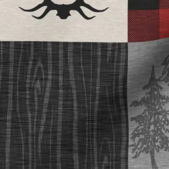 Various Fabrics by the Yard or Fat Quarter Adventure Awaits Quilt Grey Black Red Buffalo Check Plaid Moose Bear Woodland Custom Printed Fabric by Spoonflower {7}