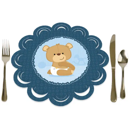 Big Dot of Happiness Baby Boy Teddy Bear - Baby Shower Round Table Decorations - Paper Chargers - Place Setting For 12 {1}