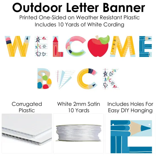Big Dot of Happiness Back to School - Large First Day of School Classroom Decorations - Welcome Back - Outdoor Letter Banner {6}