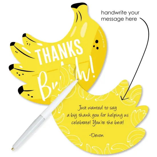 Big Dot of Happiness Let's Go Bananas - Shaped Thank You Cards - Tropical Party Thank You Note Cards with Envelopes - Set of 12 {3}