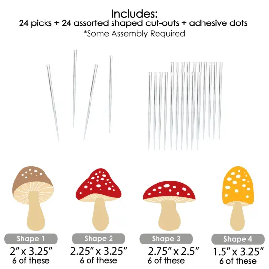 Big Dot of Happiness Wild Mushrooms - Dessert Cupcake Toppers - Red Toadstool Party Clear Treat Picks - Set of 24 {7}
