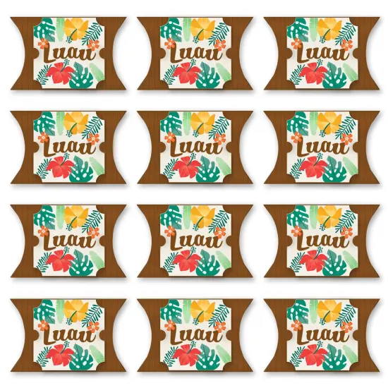 Big Dot of Happiness Tropical Luau - Favor Gift Boxes - Hawaiian Beach Party Large Pillow Boxes - Set of 12 {6}