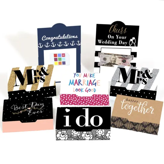 Big Dot of Happiness Assorted Wedding Cards - Wedding Money and Gift Card Holders - Set of 8 {1}