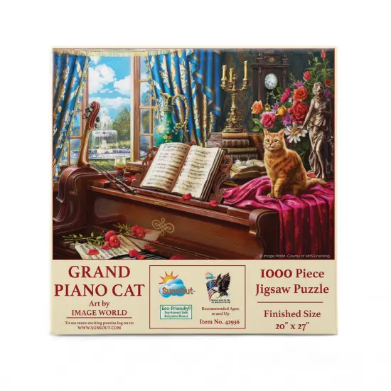 Sunsout Grand PianoCat 1000 pc Jigsaw Puzzle 42936 {4}