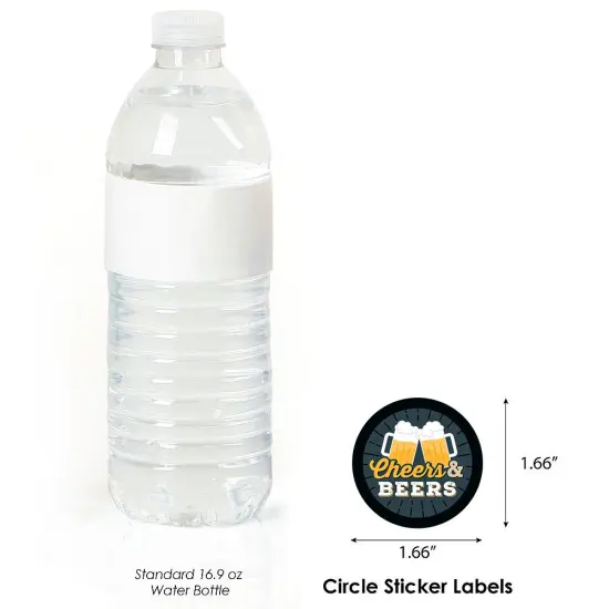 Big Dot of Happiness Cheers and Beers Happy Birthday - Birthday Party Circle Sticker Labels - 24 Count {4}