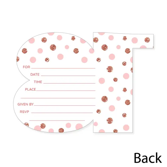 Big Dot of Happiness 13th Pink Rose Gold Birthday - Shaped Fill-In Invitations - Happy Birthday Party Invitation Cards with Envelopes - Set of 12 {6}