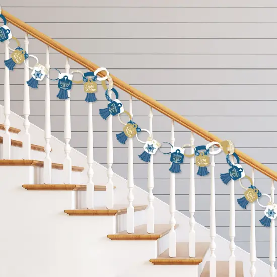 Big Dot of Happiness Happy Hanukkah - 90 Chain Links and 30 Paper Tassels Decoration Kit - Chanukah Holiday Party Paper Chains Garland - 21 feet {3}