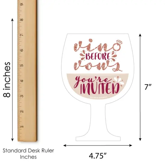 Big Dot of Happiness Vino Before Vows - Shaped Fill-in Invitations - Bridal Shower or Bachelorette Party Invitation Cards with Envelopes - Set of 12 {7}