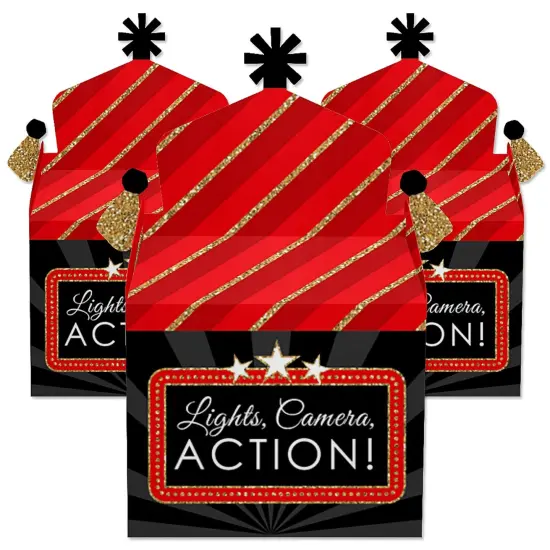 Big Dot of Happiness Red Carpet - Treat Box Party Favors - Movie Night Party Goodie Gable Boxes - Set of 12 {3}