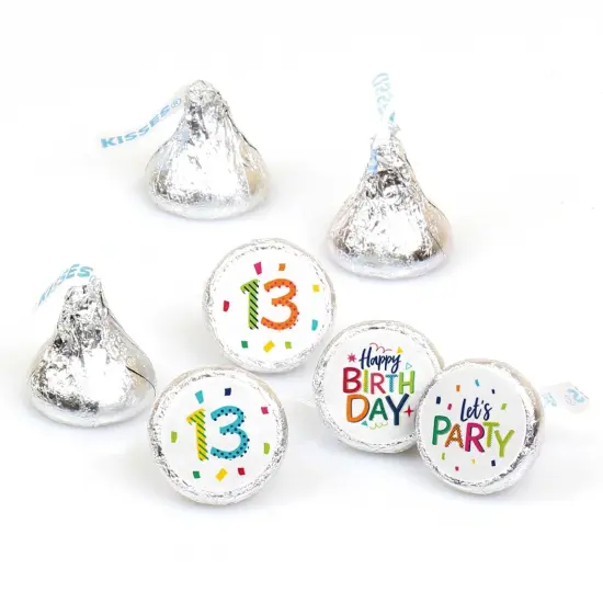 Big Dot of Happiness 13th Birthday Cheerful Happy Birthday - Thirteenth Round Candy Sticker Favors - Labels Fits Chocolate Candy (1 sheet of 108) {1}