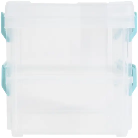 John Bead Joy Filled Storage Stackable Containers 2/Pkg-Clear/Turquoise 5.5"X4"X2" {1}