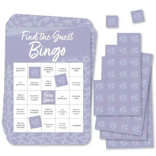 Big Dot of Happiness Purple Elegantly Simple - Find the Guest Bingo Cards and Markers - Wedding & Bridal Shower Bingo GameSet of 18 {1}