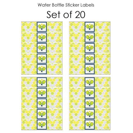 Big Dot of Happiness Let&rsquo;s Rally - Pickleball - Birthday or Retirement Party Water Bottle Sticker Labels - Set of 20 {4}