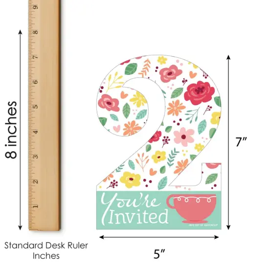 Big Dot of Happiness 2nd Birthday Tea for Two - Shaped Fill-in Invitations - Garden Second Birthday Party Invitation Cards with Envelopes - Set of 12 {7}
