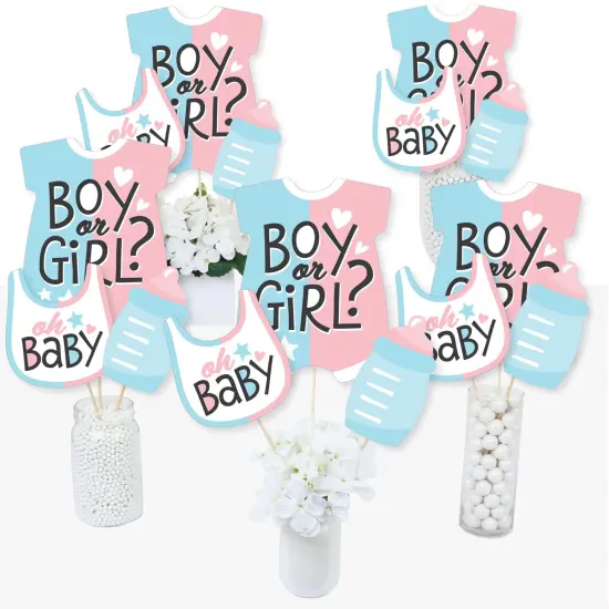 Big Dot of Happiness Baby Gender Reveal - Team Boy or Girl Party Centerpiece Sticks - Table Toppers - Set of 15 {3}