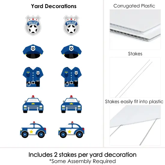 Big Dot of Happiness Calling All Units - Police - Hat, Uniform, Badge, Cop Car Lawn Decor - Outdoor Birthday Party or Baby Shower Yard Decor - 10 Pc {7}