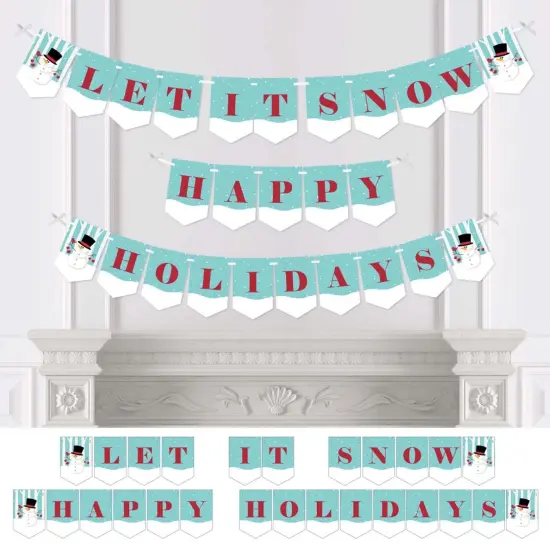 Big Dot of Happiness Let It Snow - Snowman - Holiday and Christmas Bunting Banner - Winter Party Decorations - Let It Snow Happy Holidays {1}