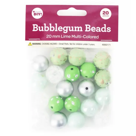 CousinDIY Bubblegum Bead 20mm 20/Pkg-Lime Mix {1}