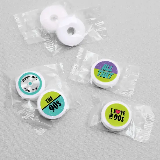Big Dot of Happiness 90's Throwback - 1990s Party Round Candy Sticker Favors - Labels Fits Chocolate Candy (1 sheet of 108) {4}