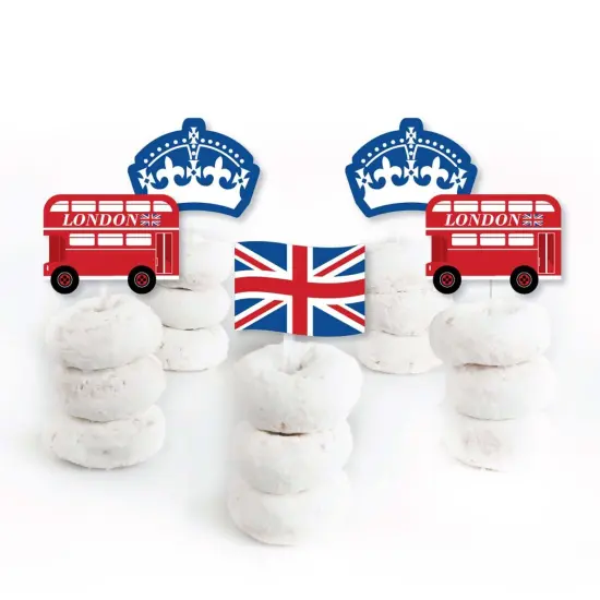 Big Dot of Happiness Cheerio, London - Dessert Cupcake Toppers - British UK Party Clear Treat Picks - Set of 24 {3}