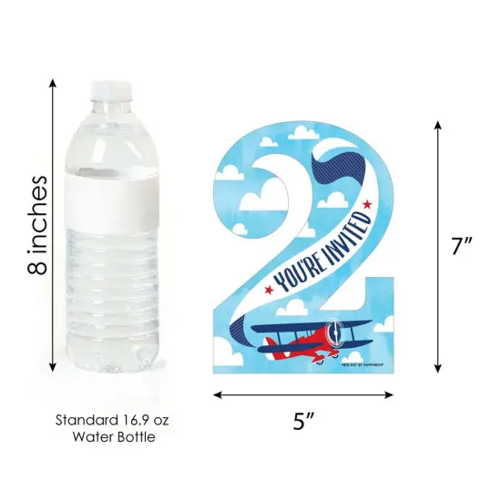 Big Dot of Happiness 2nd Birthday Taking Flight - Airplane - Shaped Fill-in Invites - 2nd Birthday Party Invitation Cards with Envelopes - Set of 12 {6}