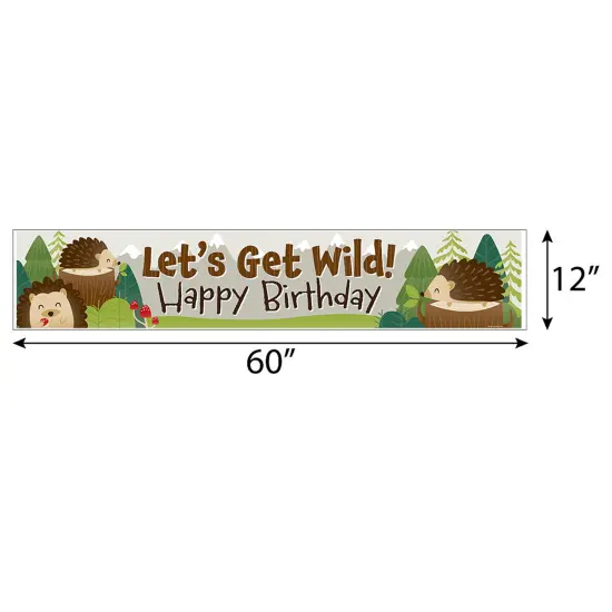 Big Dot of Happiness Forest Hedgehogs - Happy Birthday Woodland Decorations Party Banner {3}