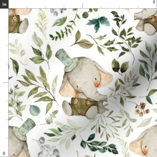 Various Fabrics by the Yard or Fat Quarter Elephant Botanical Leaves Nature Animal Custom Printed Fabric by Spoonflower {4}