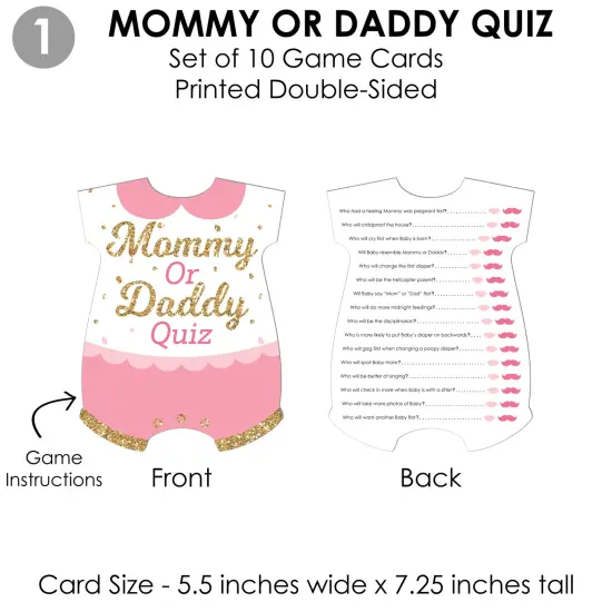 Big Dot of Happiness Hello Little One - Pink and Gold - 4 Girl Baby Shower Games - 10 Cards Each - Gamerific Bundle {6}