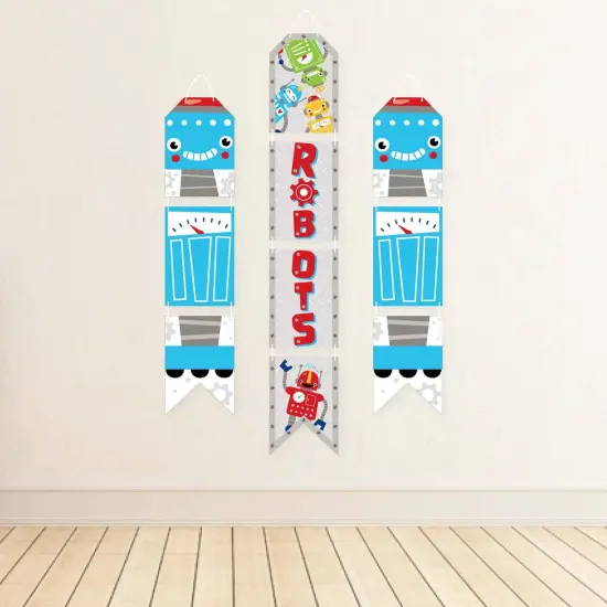 Big Dot of Happiness Gear Up Robots - Hanging Vertical Paper Door Banners - Birthday Party or Baby Shower Wall Decoration Kit - Indoor Door Decor {4}