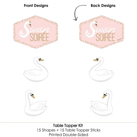 Big Dot of Happiness Swan Soiree - White Swan Baby Shower or Birthday Party Centerpiece Sticks - Table Toppers - Set of 15 {6}
