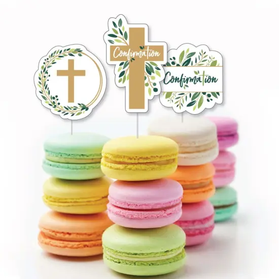 Big Dot of Happiness Confirmation Elegant Cross - Dessert Cupcake Toppers - Religious Party Clear Treat Picks - Set of 24 {6}