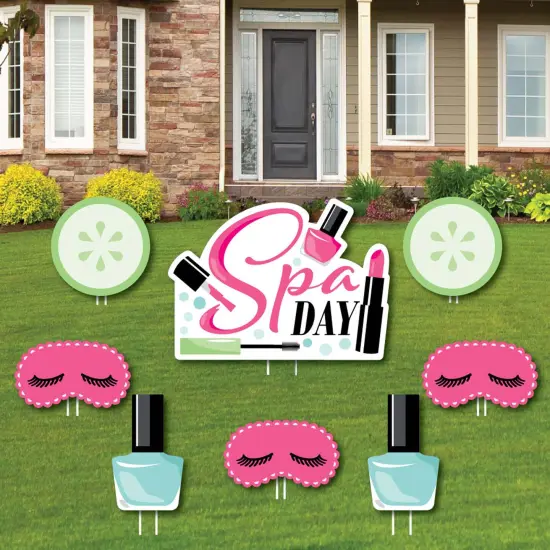 Big Dot of Happiness Spa Day - Yard Sign and Outdoor Lawn Decorations - Girls Makeup Party Yard Signs - Set of 8 {1}